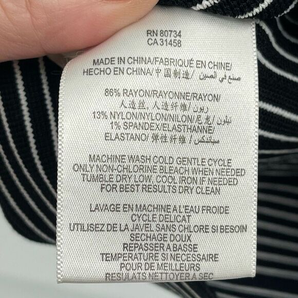 BCBG Maxazria Mini Pencil Skirt Alisa Bandage Striped Pull-On Black White Medium - Picture 7 of 8